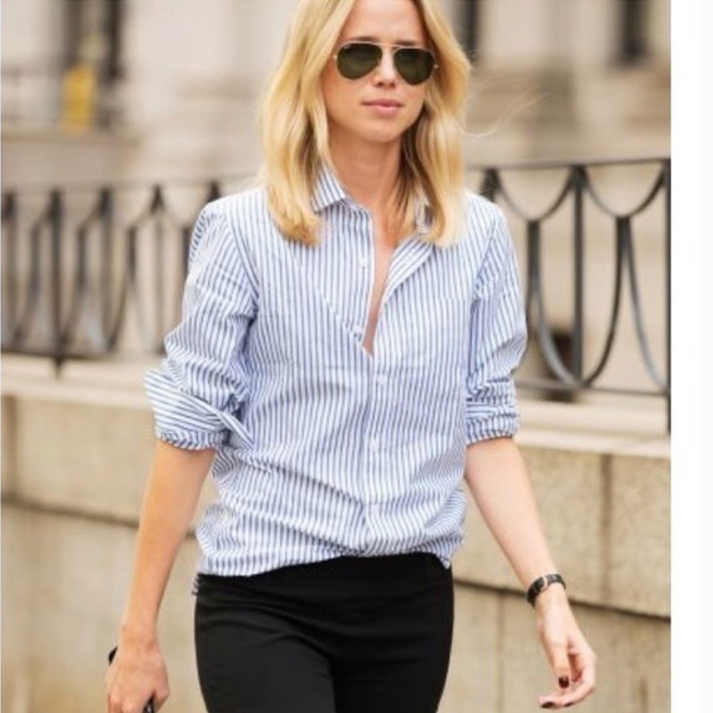 J. Crew Stretch Perfect Shirt In Classic Stripe